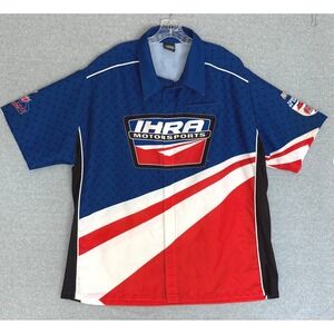 IHRA Hot Rod Motorsports Racing Button Up Shirt Men 3XL Blue Red Colorblock USA